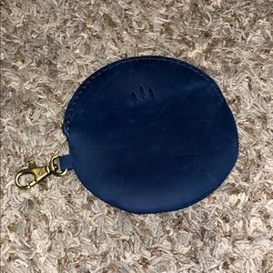 Portland Leather deep water Blue Coin Pouch
